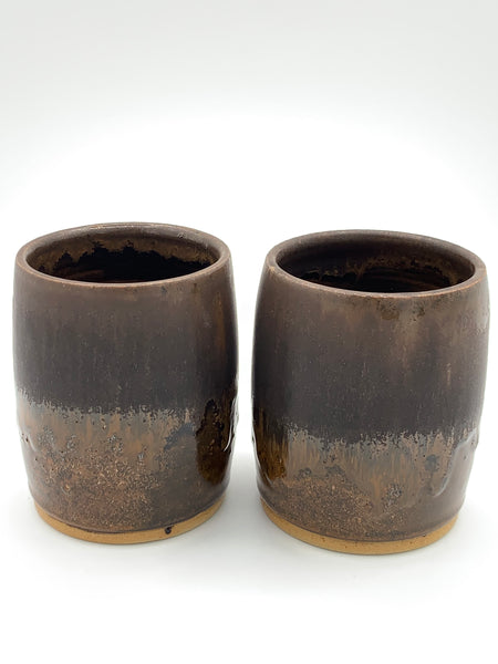 Wine Tumbler in Brown and Tan glaze