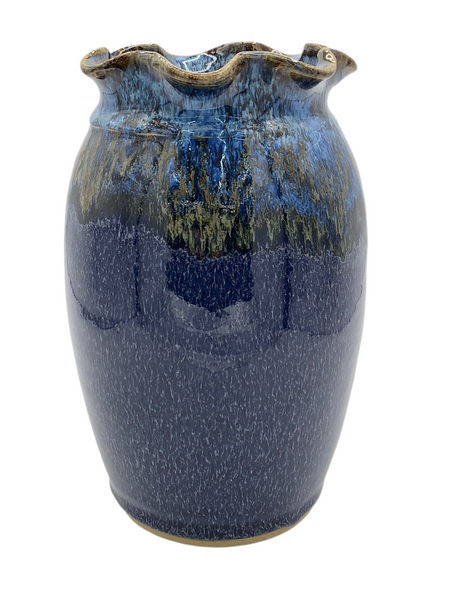 Vase with fluted rim and Starry Night glaze