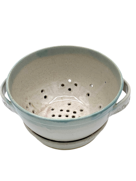 Berry bowl in spiced cream and teal glaze