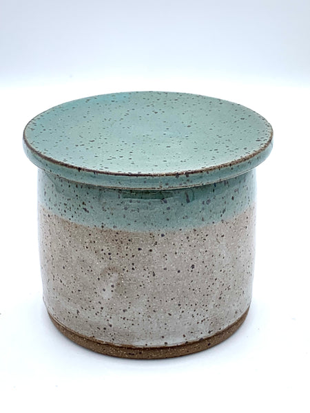 Butter bell in spiced cream and teal glaze