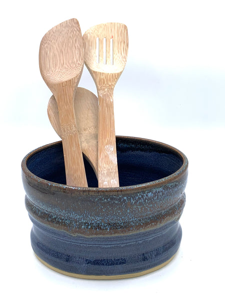 Utensil holder in Starry Night glaze