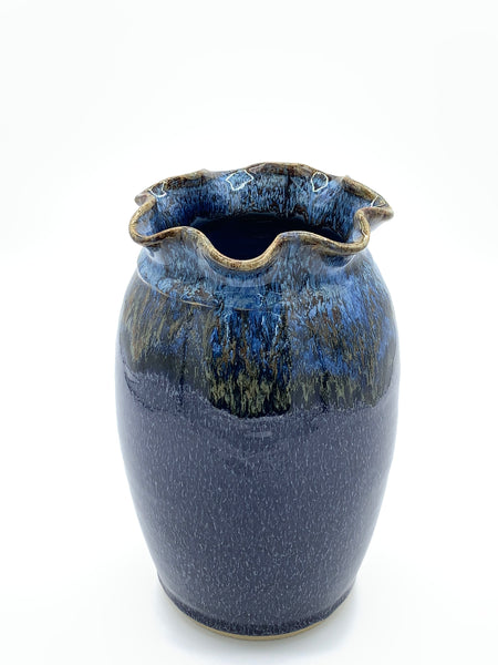 Vase with fluted rim and Starry Night glaze