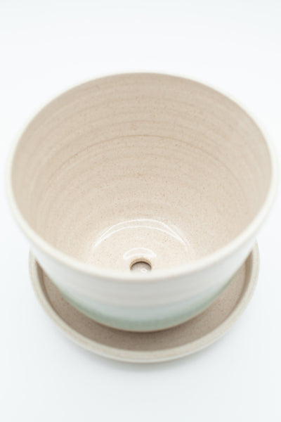 Planter in Spiced cream and teal glaze
