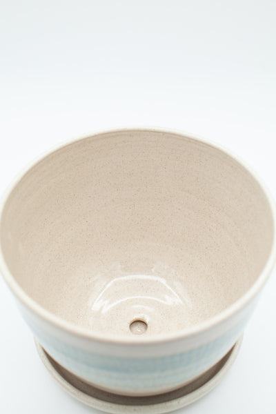 Planter in spiced cream and teal glaze