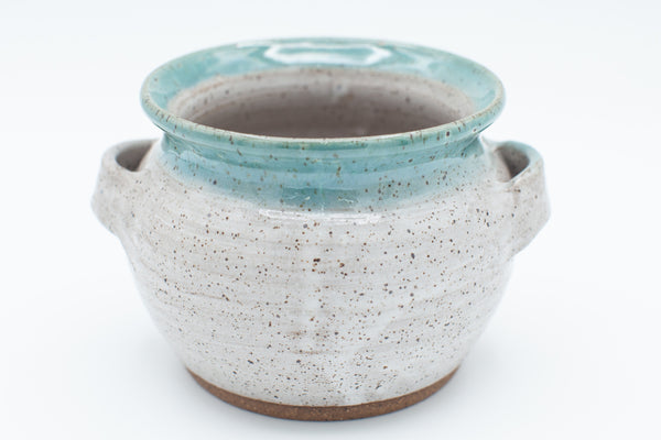 Serving bowl in Aspen White and Teal glaze