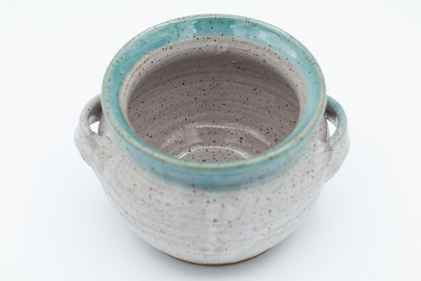 Serving bowl in Aspen White and Teal glaze