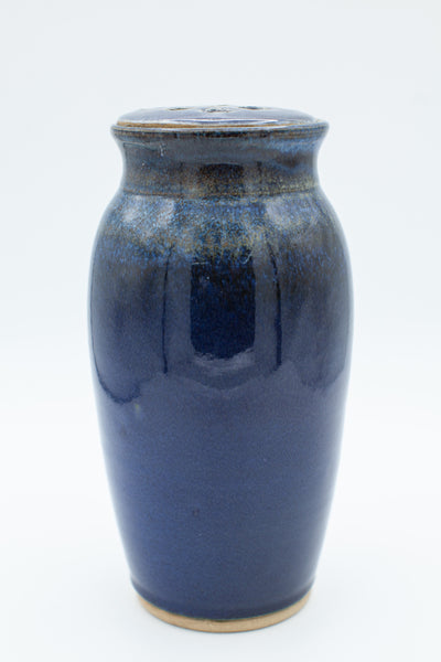 Vase with flower frog in starry Night glaze