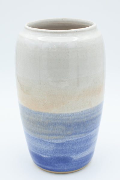 Vase in spiced cream and blue glaze