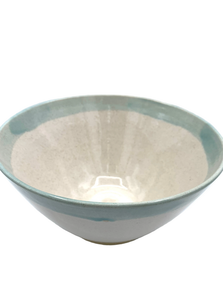 Serving bowl in Spiced cream and Teal glaze
