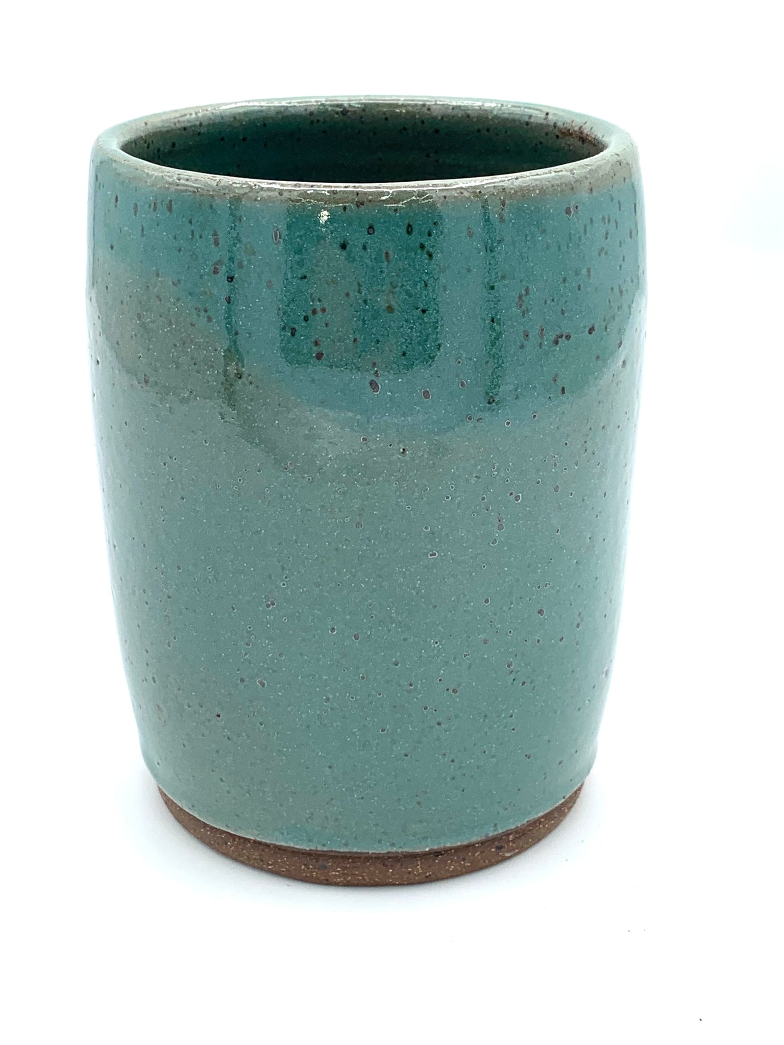 Tumbler in speckled clay with Teal glaze