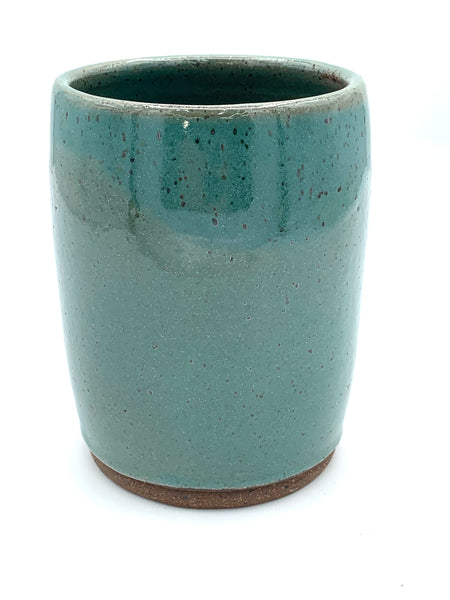 Tumbler in speckled clay with Teal glaze