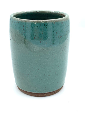 Tumbler in speckled clay with Teal glaze