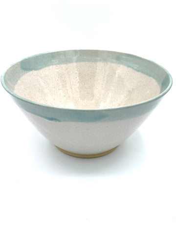 Bowl in spiced cream and teal glaze