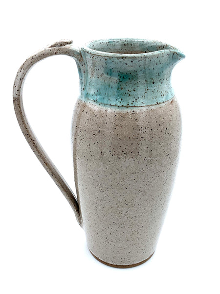 Pitcher in Spiced Cream and Teal glaze