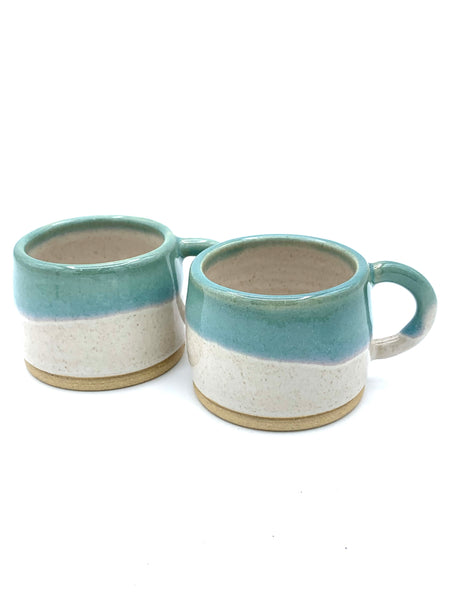 Espresso cup in Spiced cream and Teal glaze