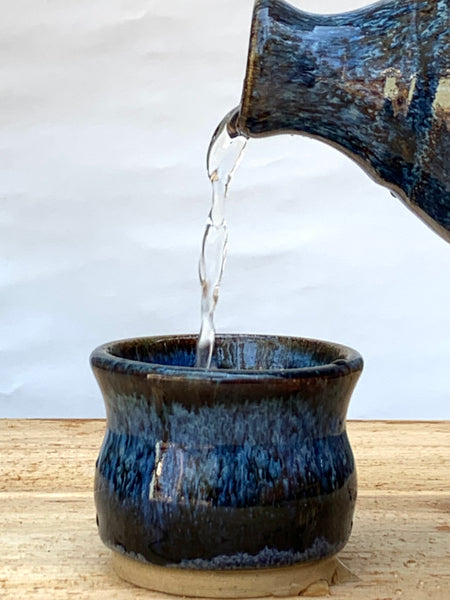 Handmade Stoneware Sake’ set - Starry Night Glaze