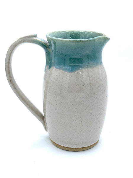 Pitcher in Spiced cream and teal glaze