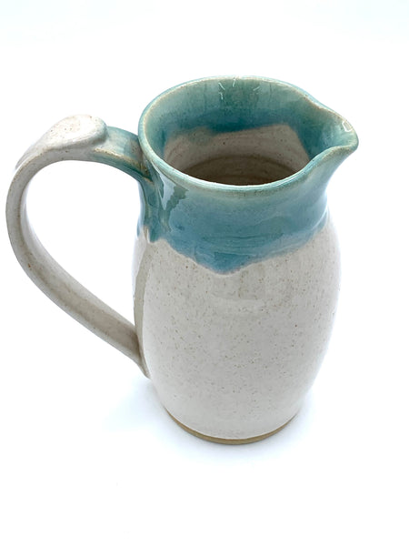 Pitcher in Spiced cream and teal glaze