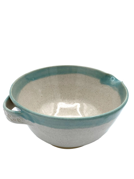 Mixing bowl in Spiced cream and Teal glaze