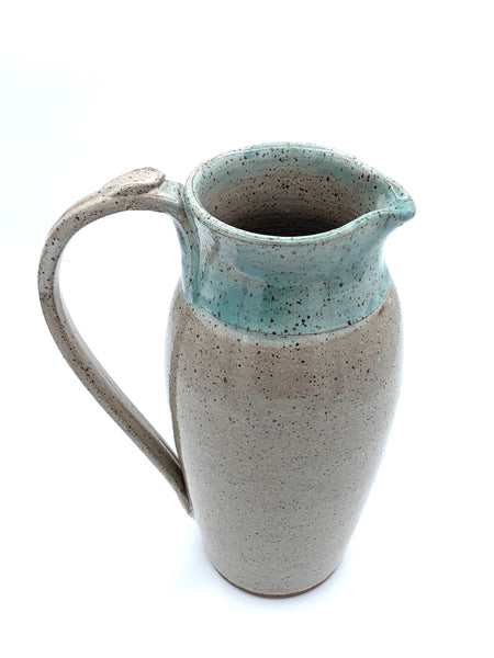 Pitcher in Spiced Cream and Teal glaze
