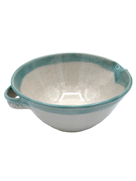 Mixing bowl in Spiced cream and Teal glaze