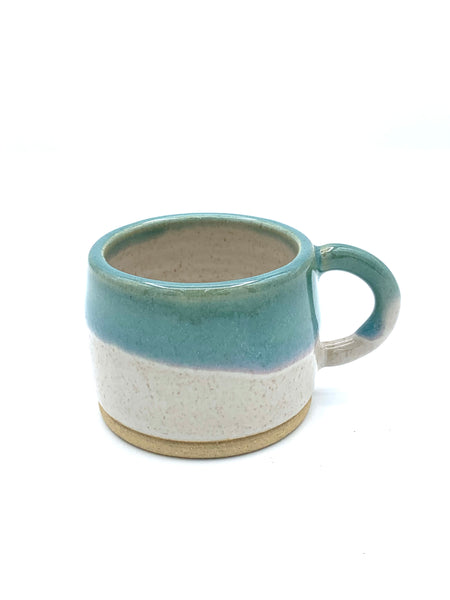 Espresso cup in Spiced cream and Teal glaze