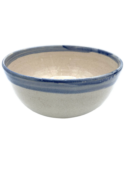 Serving bowl in spiced cream and blue glaze