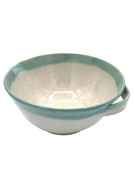 Mixing bowl in Spiced cream and Teal glaze