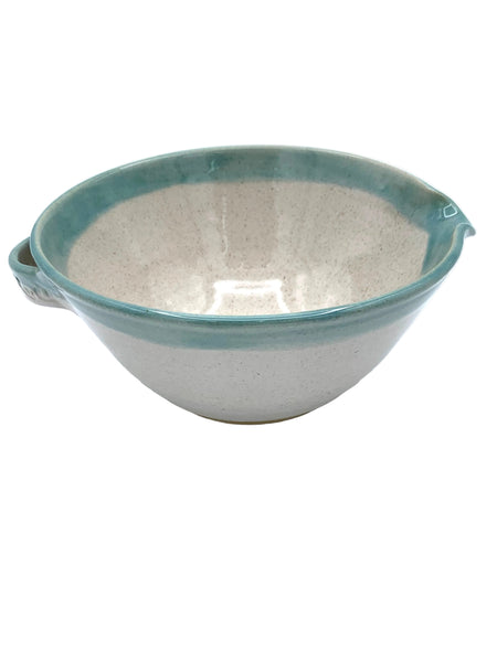 Mixing bowl in Spiced cream and Teal glaze