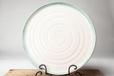 Large Platter in Spiced Cream and Teal