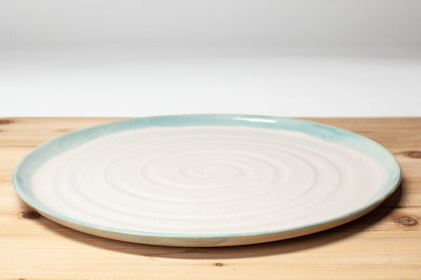 Large Platter in Spiced Cream and Teal