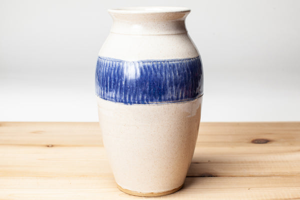 Vase in Spiced Cream and Blue glaze