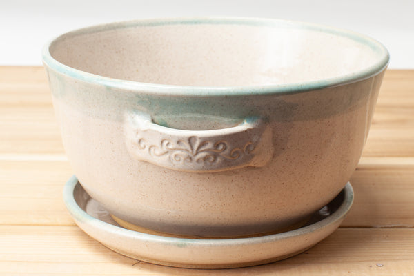 Berry Bowl in Spiced Cream and Teal glaze