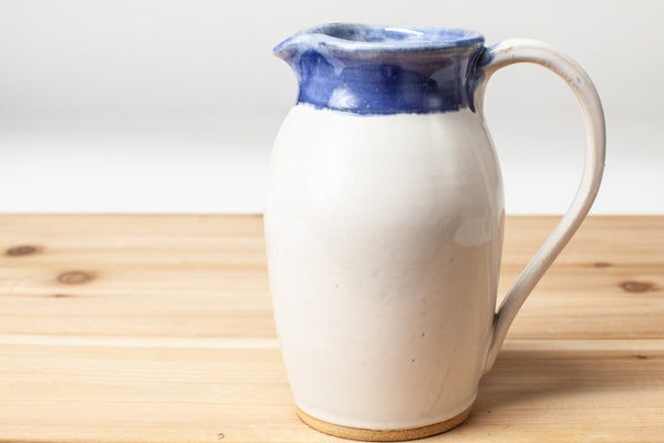 Pitcher in Aspen White and Blue glaze