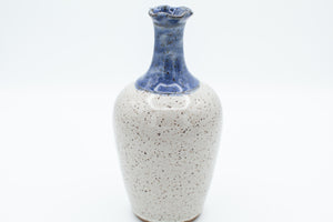 Bud vase with fluted rim in Cream and Blue glaze