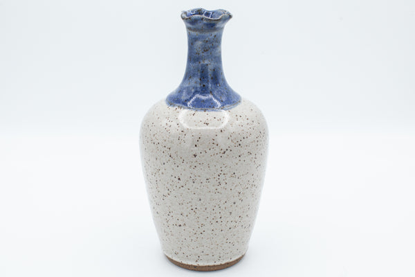 Bud vase with fluted rim in Cream and Blue glaze