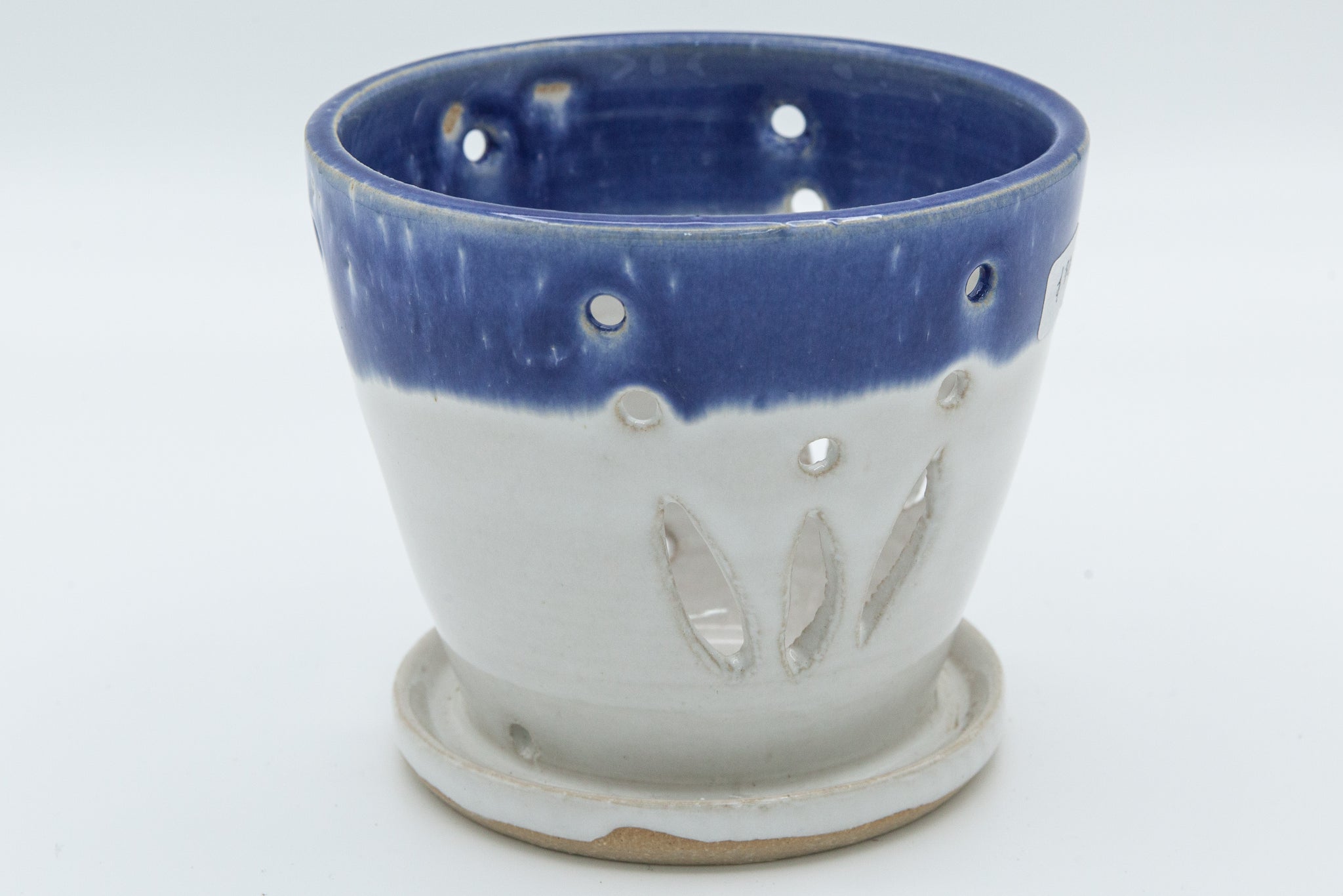 Orchid Planter in the Aspen White and Blue glaze