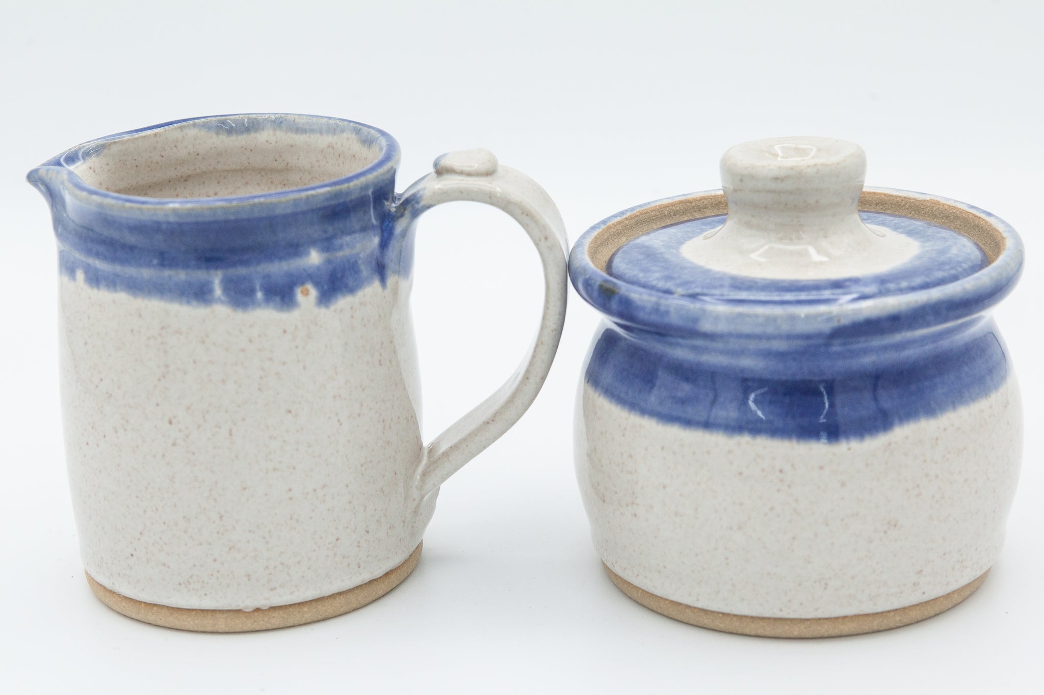 Sugar and Cream set in Spiced Cream and Blue glaze