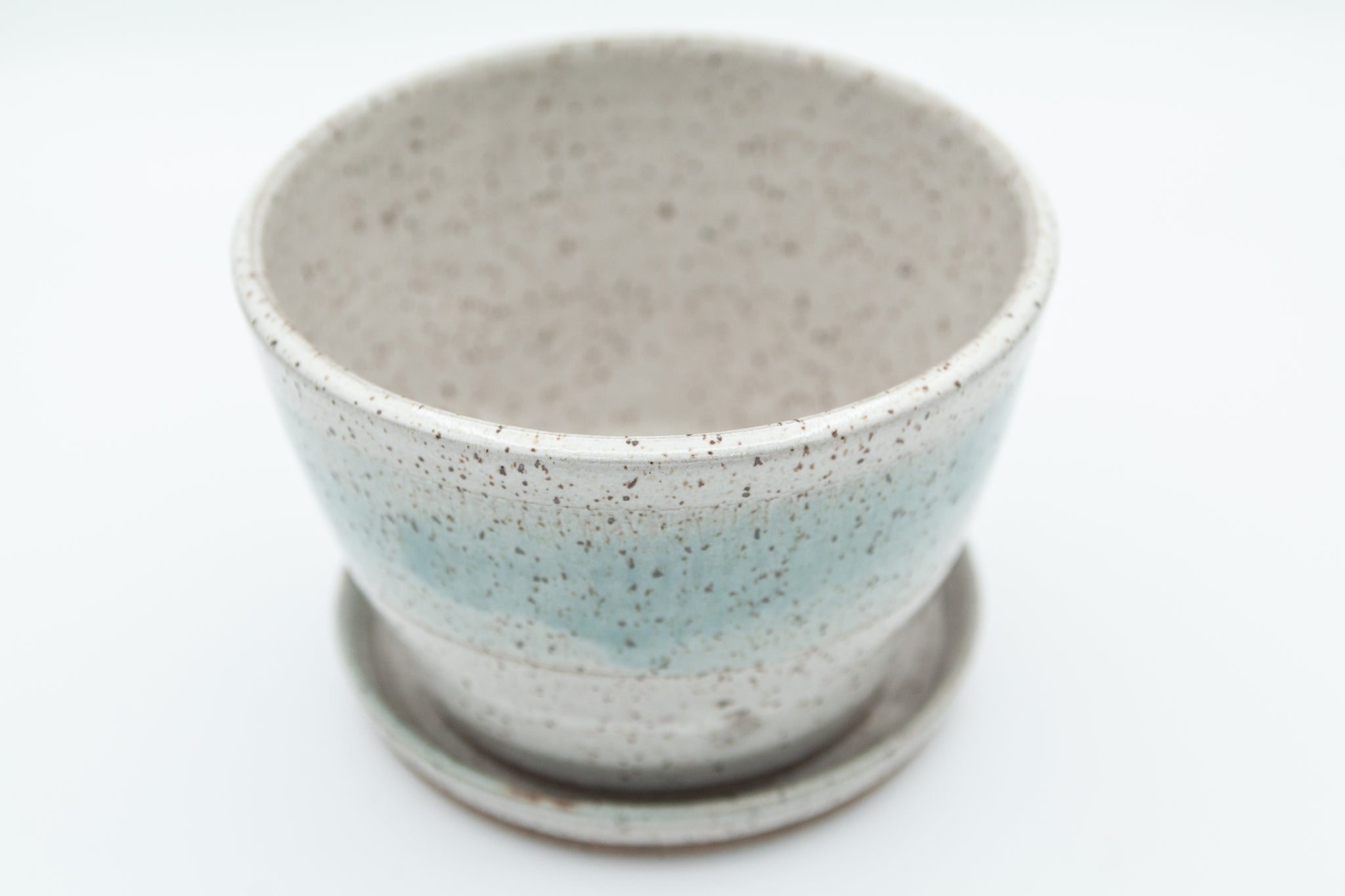 Planter in Spiced Cream and Teal glaze