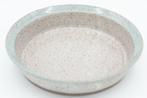 Pasta Bowl in speckled clay with Spiced Cream and Teal glaze