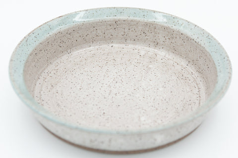 Pasta Bowl in speckled clay with Spiced Cream and Teal glaze