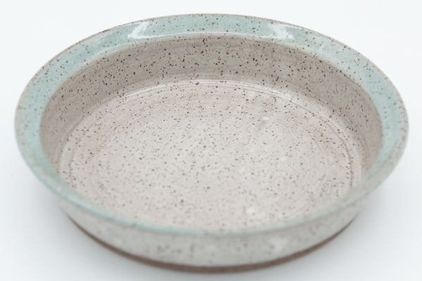 Pasta Bowl in speckled clay with Spiced Cream and Teal glaze