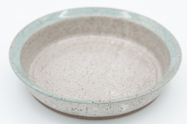 Pasta Bowl in speckled clay with Spiced Cream and Teal glaze