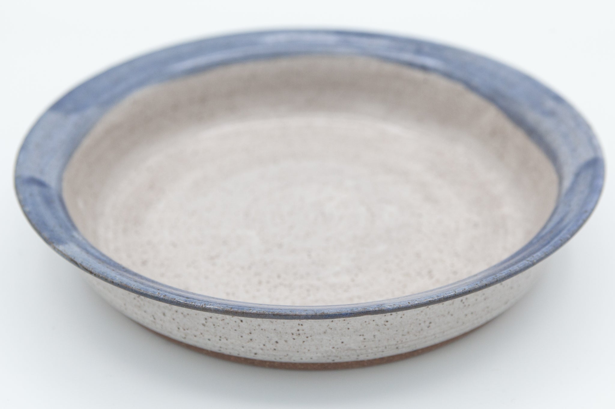 Pasta Bowl in speckled clay with Aspen White and Blue glaze