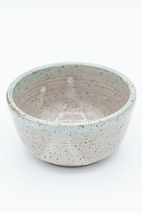 Condiment bowl in speckled clay with Cream and Teal glaze