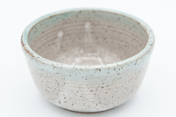 Condiment bowl in speckled clay with Cream and Teal glaze