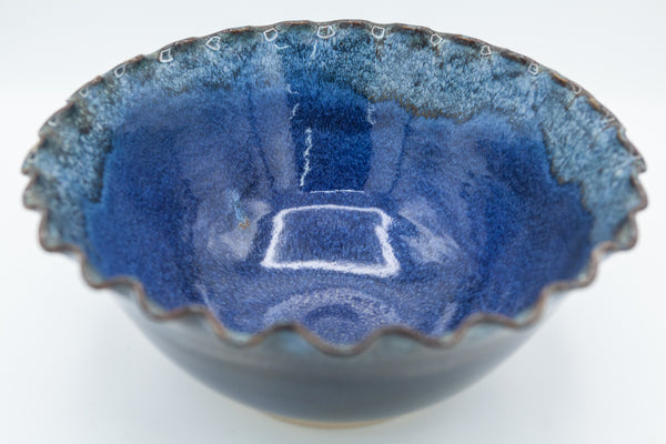 Bowl with fluted rim in Starry Night glaze