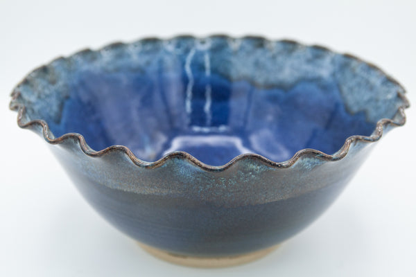 Bowl with fluted rim in Starry Night glaze