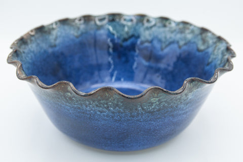 Bowl with fluted rim in Starry Night glaze