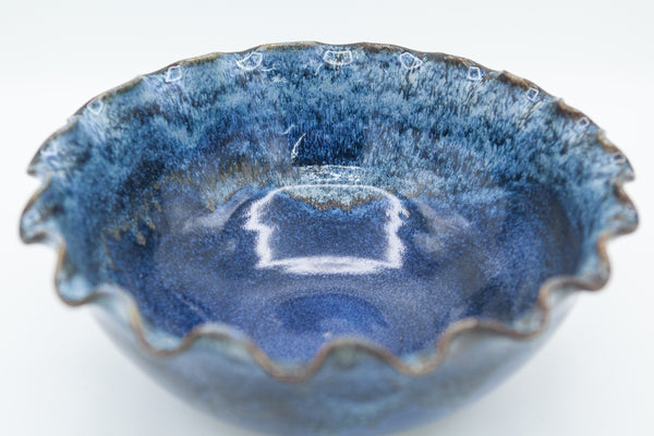 Bowl in Starry Night glaze with fluted rim